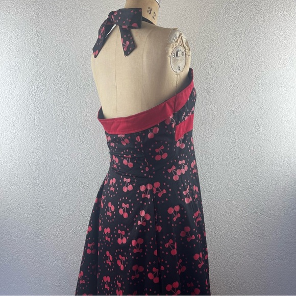 Collectif l 14 Retro 50s Novelty Cherries Stars Halter Rockabilly Pinup Dress - Picture 7 of 15